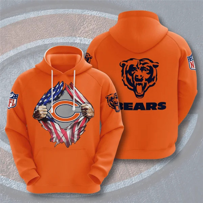 Men's Chicago Bears Orange NFL 3D Trending T-Shirt Hoodie